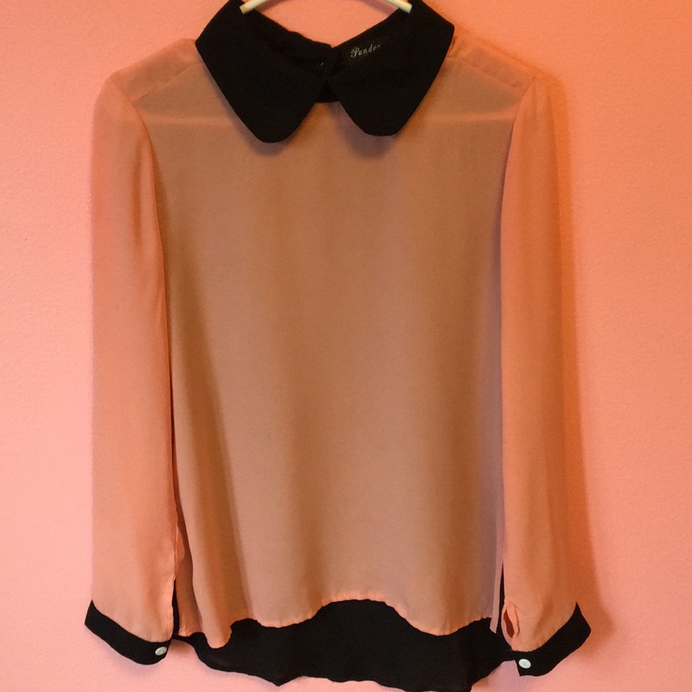 ▪️pink & black peter pan collar blouse▪️